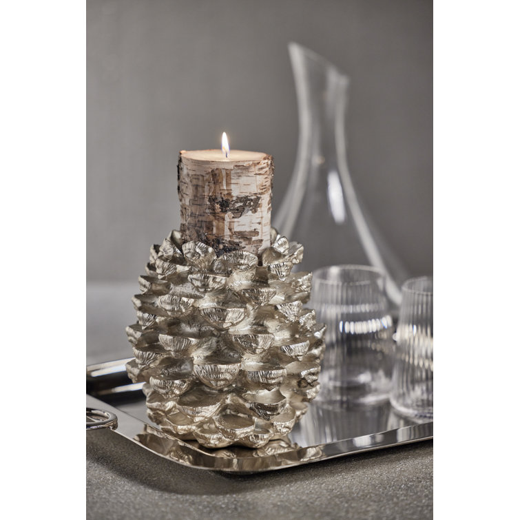 Neve Silver Pine Cone Pillar Candle Holder Joss & Main